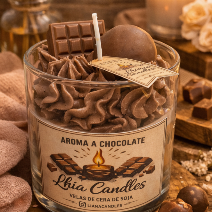 Vela tipo postre chocolate