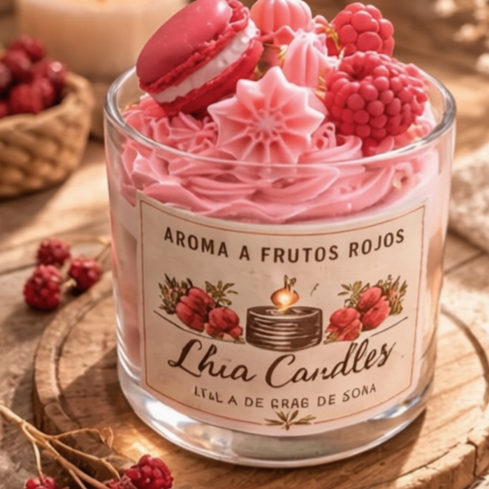 Vela tipo postre frambuesa